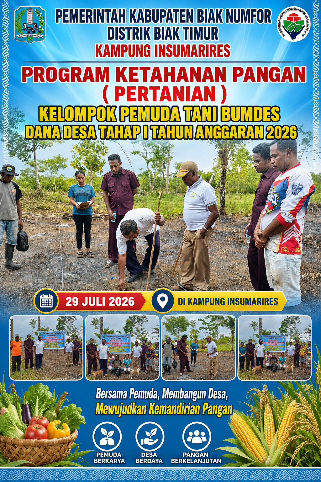 Mewakili Kepala DPMK, Kabid Kelembagaan Lakukan Penanaman Perdana Jagung Manis di Kebun Pemuda Kampung Insumarires