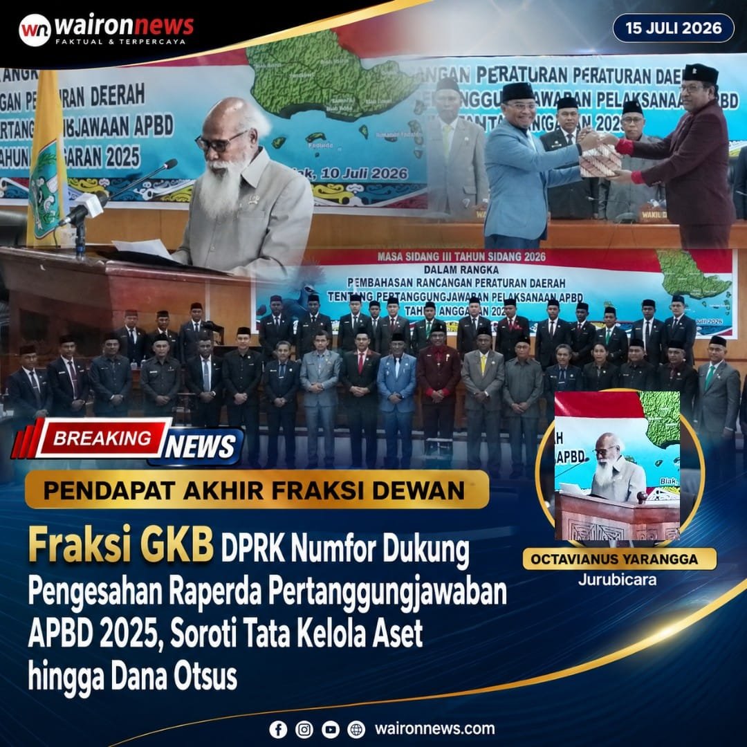 Fraksi GKB DPRK Dukung Pengesahan Raperda Pertanggungjawaban APBD 2025, Soroti Tata Kelola Aset hingga Dana Otsus