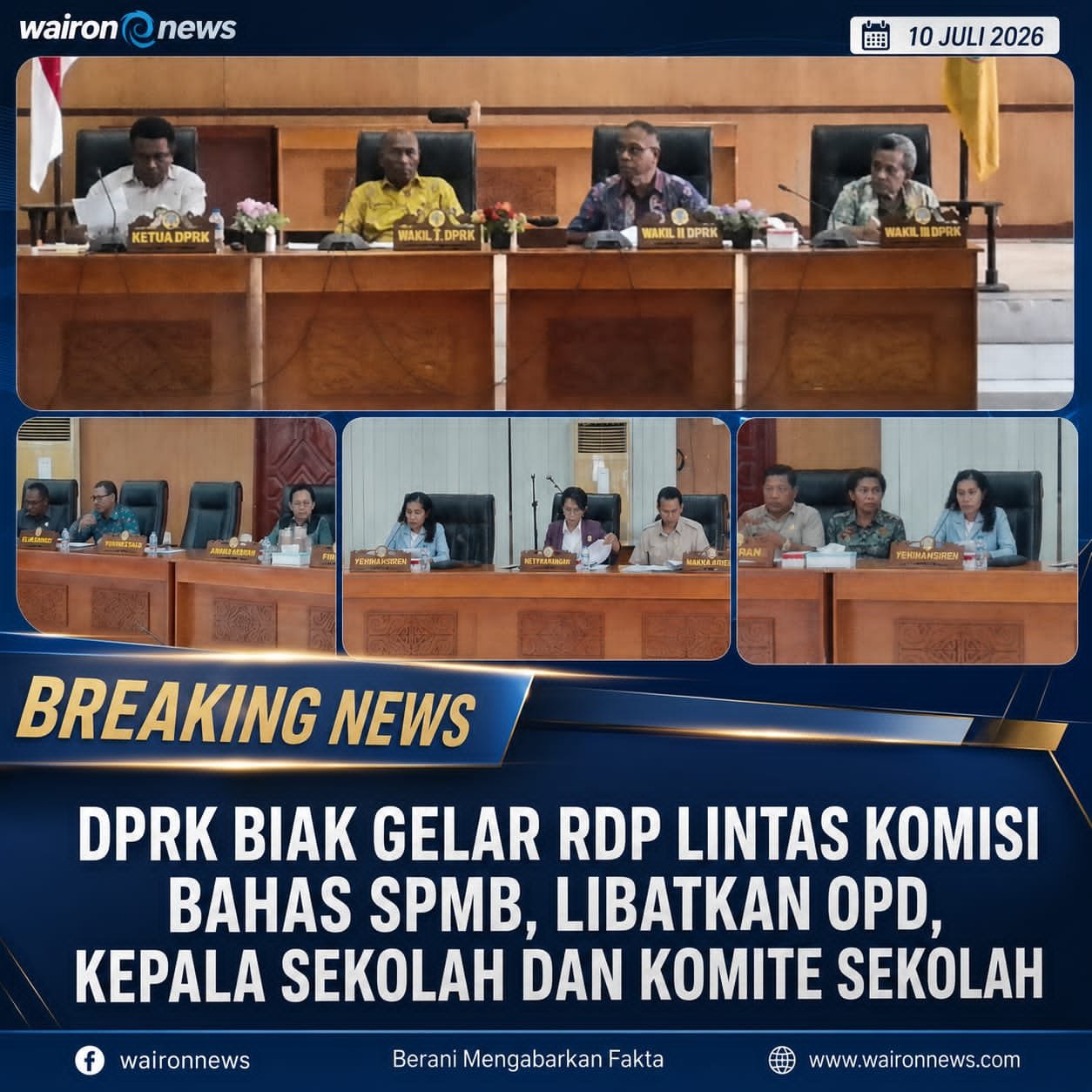 DPRK Biak Numfor Gelar RDP Lintas Komisi Bahas SPMB, Libatkan OPD, Kepala Sekolah dan Komite Sekolah