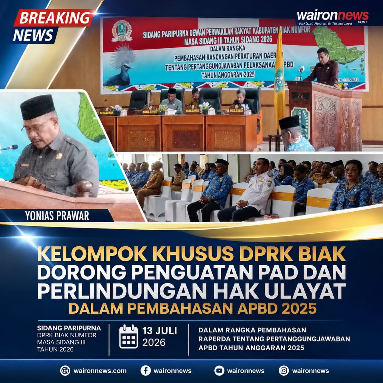 Kelompok Khusus DPRK Biak Dorong Penguatan PAD dan Perlindungan Hak Ulayat dalam Pembahasan APBD 2025