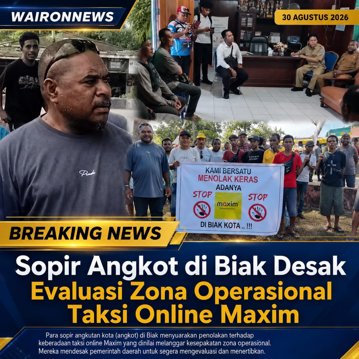 Sopir Angkot di Biak Desak Evaluasi Zona Operasional Taksi Online Maxim