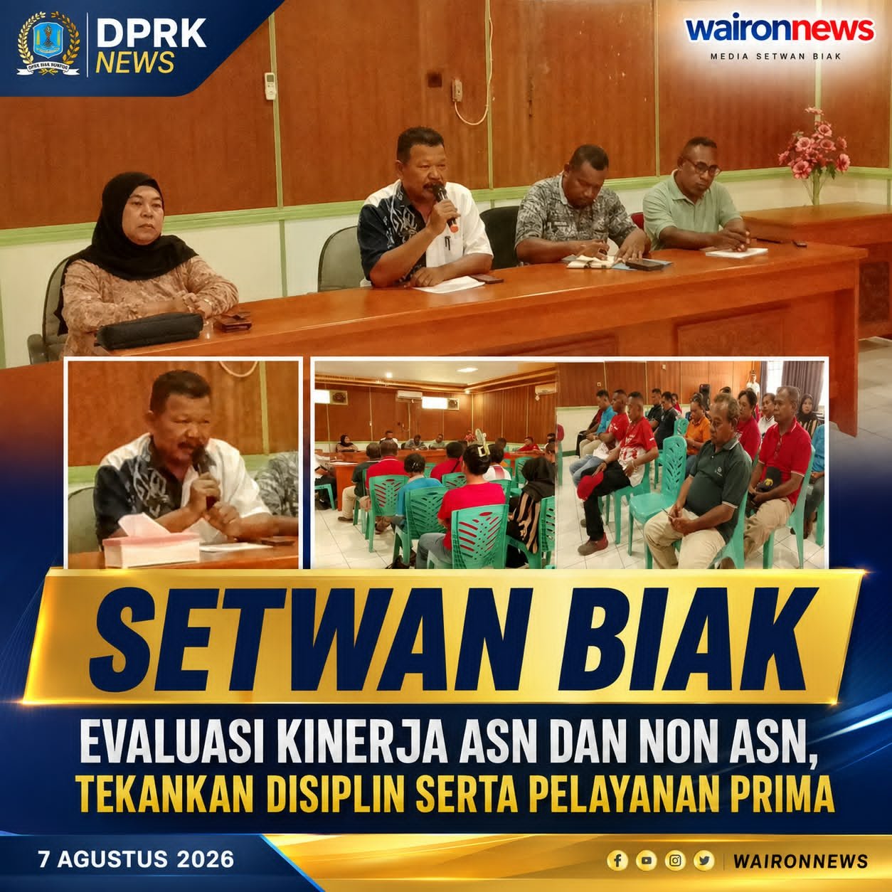 Setwan Biak Evaluasi Kinerja ASN dan Non ASN, Tekankan Disiplin serta Pelayanan Prima