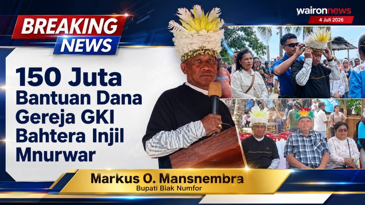Bupati Biak Kucurkan Rp150 Juta untuk Pembangunan Gereja di Kampung Mnurwar pada Momentum FBMW 2026