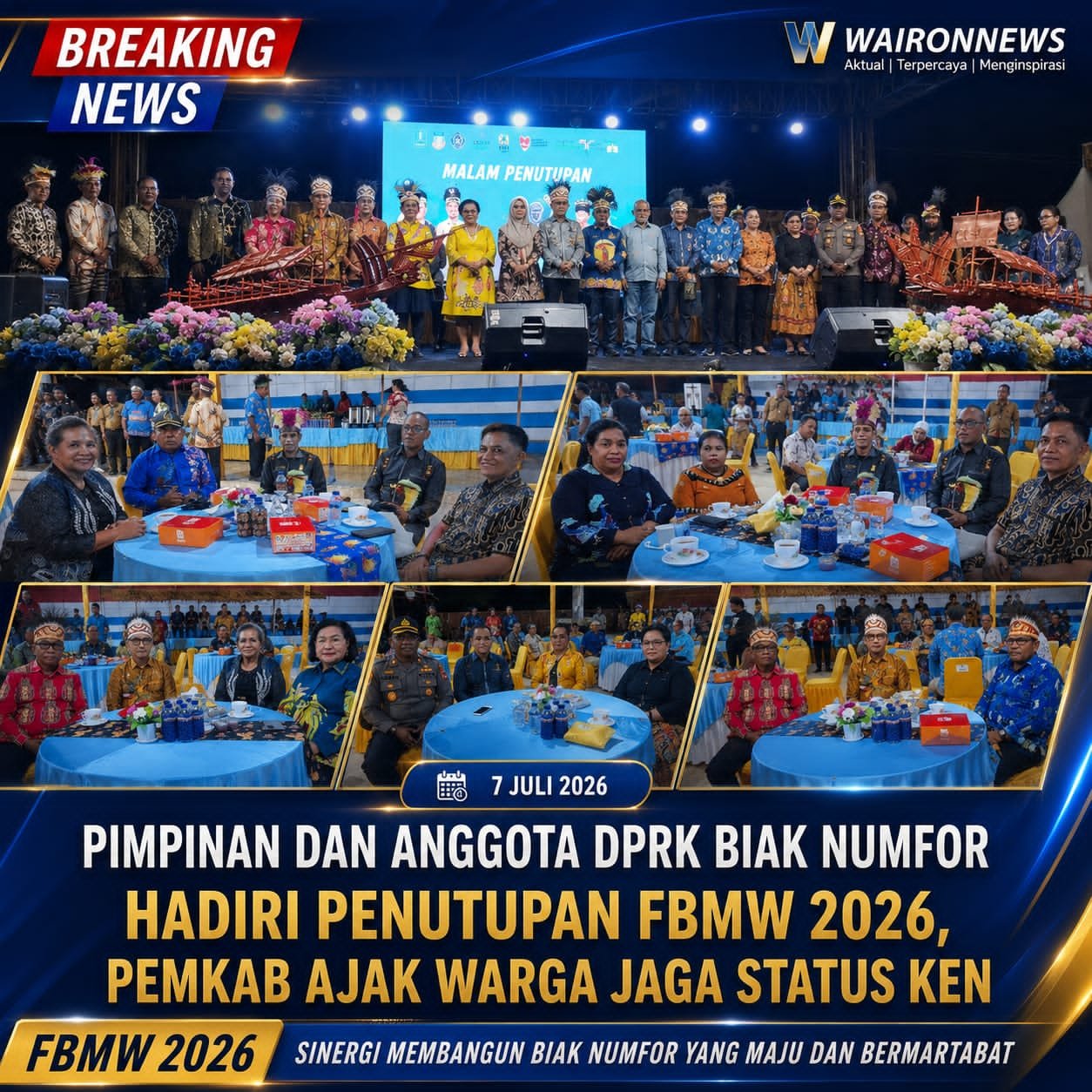 Pimpinan dan Anggota DPRK Biak Numfor Hadiri Penutupan FBMW 2026, Pemkab Ajak Warga Jaga Status KEN