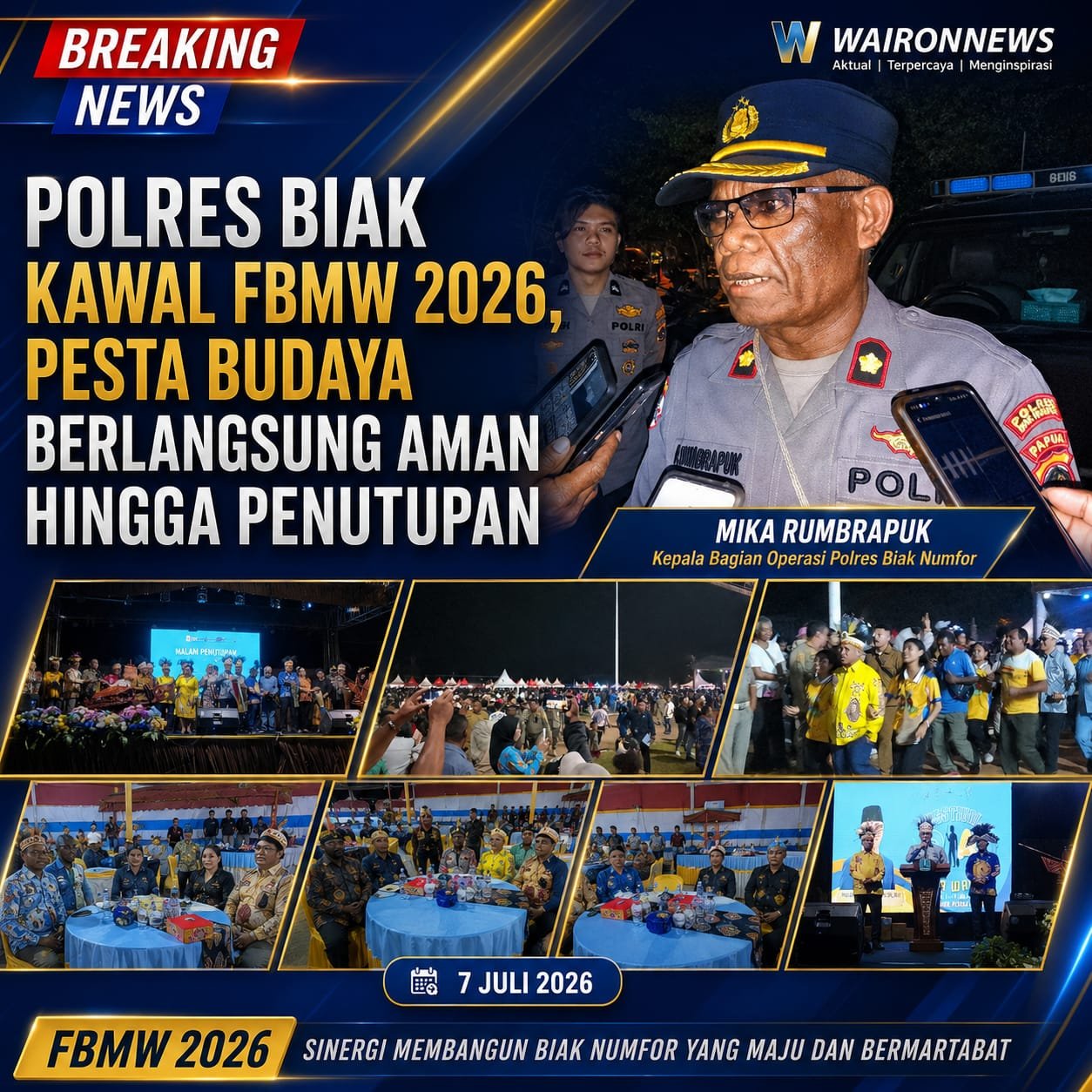 Polres Biak Kawal FBMW 2026, Pesta Budaya Berlangsung Aman hingga Penutupan