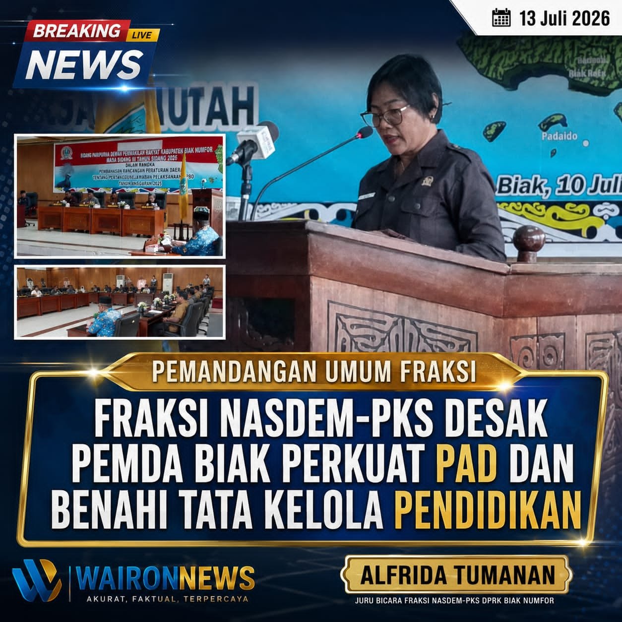Fraksi NasDem-PKS Desak Pemda Biak Perkuat PAD dan Benahi Tata Kelola Pendidikan