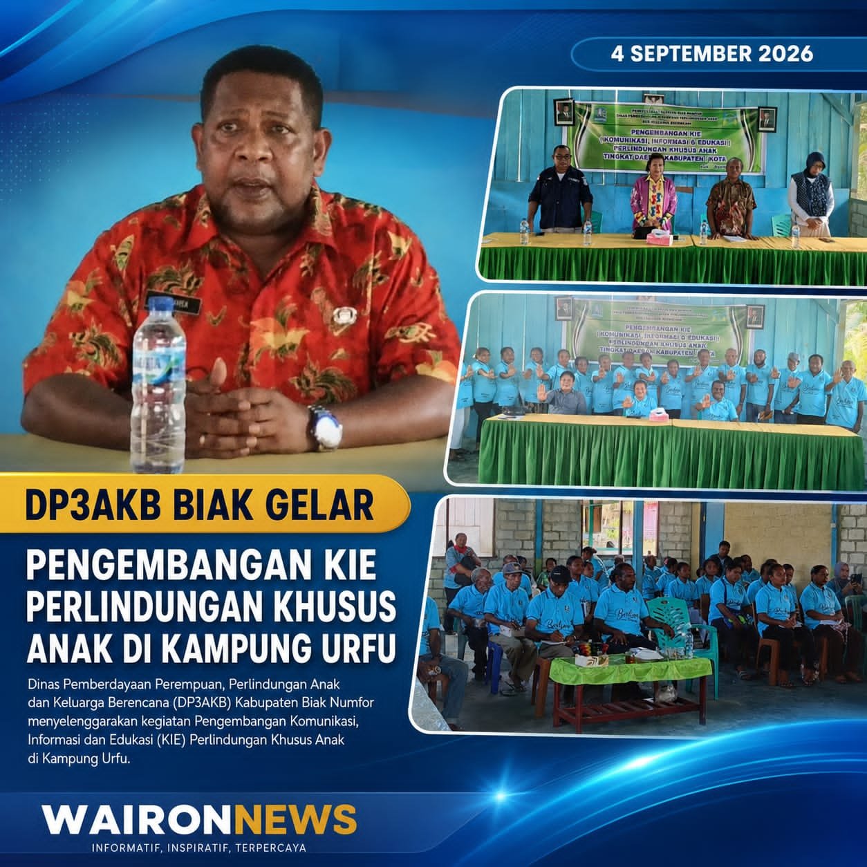 DP3AKB Biak Gelar Pengembangan KIE Perlindungan Khusus Anak di Kampung Urfu