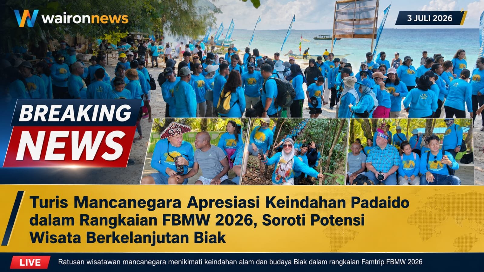 Turis Mancanegara Apresiasi Keindahan Padaido dalam Rangkaian FBMW 2026, Soroti Potensi Wisata Berkelanjutan Biak